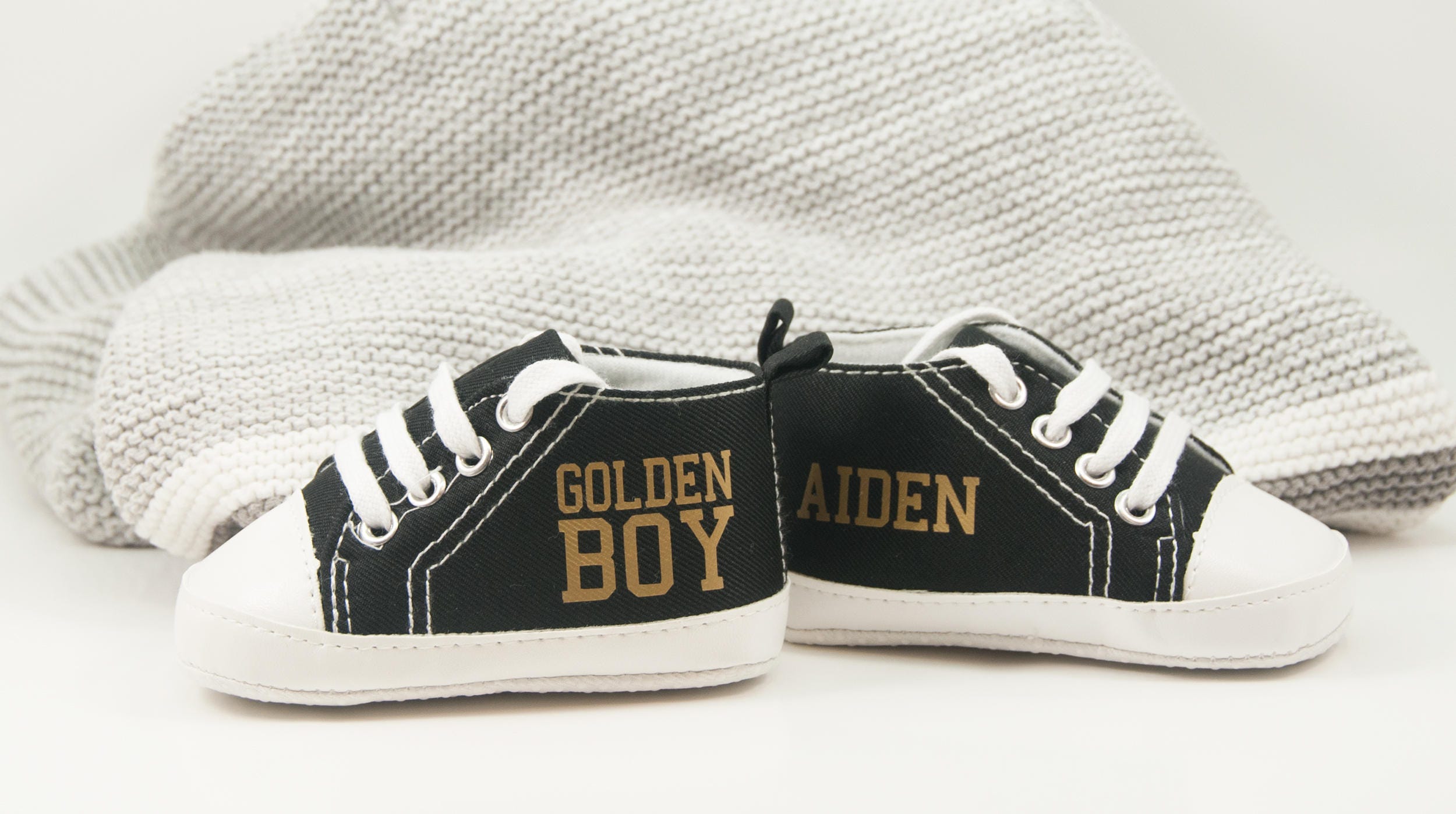 Golden Boy Baby Sneakers, Personalized Baby Gift, Baby Shoe, Baby boy shoe, Personalized Shoes, Infant Shoes, Soft sole, Baby Gifts
