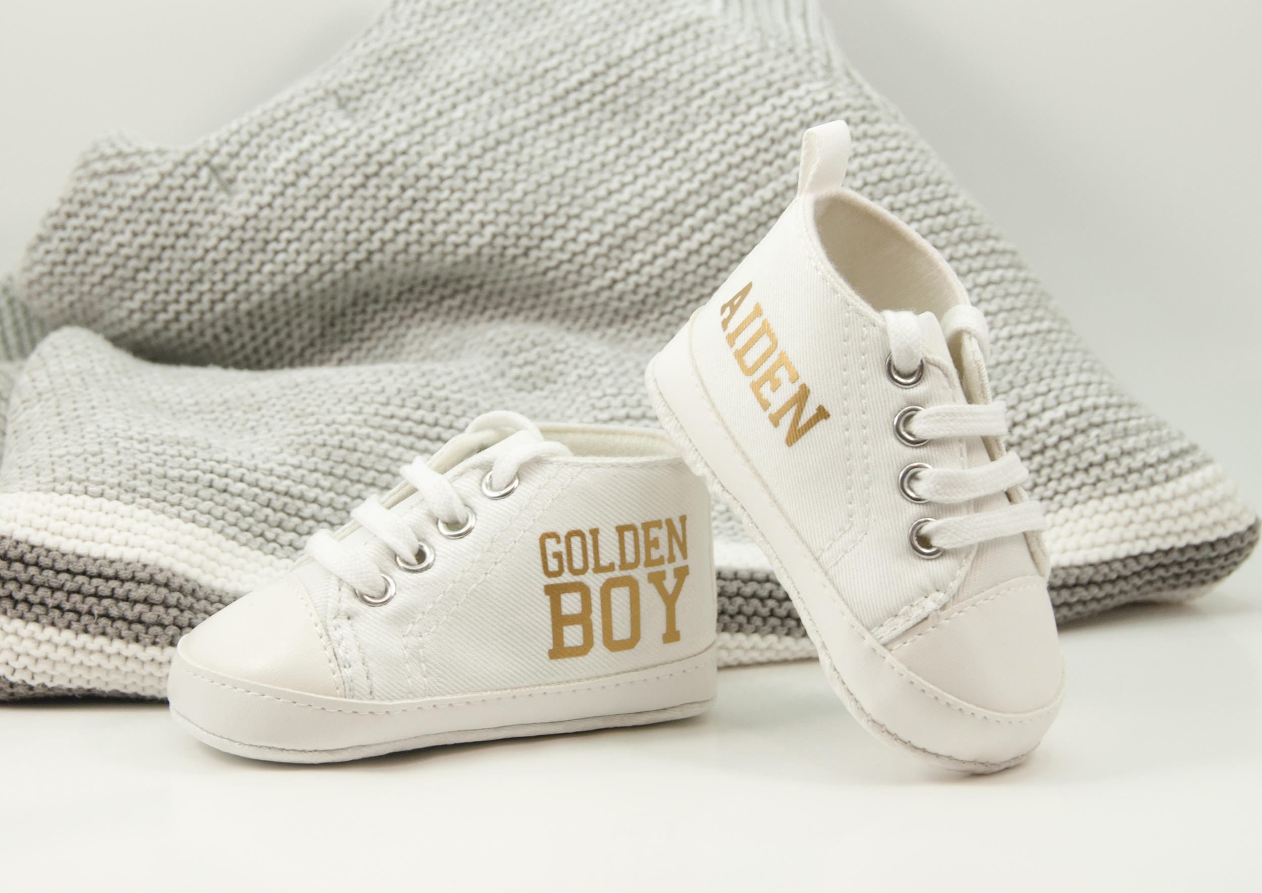 Golden Boy Baby Sneakers, Personalized Baby Gift, Baby Shoe, Baby boy shoe, Personalized Shoes, Infant Shoes, Soft sole, Baby Gifts