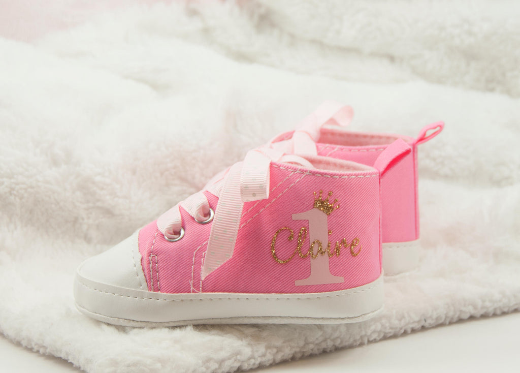 Personalized 1st Birthday Baby Girl Shoes – ONE Birthday Girl Outfit