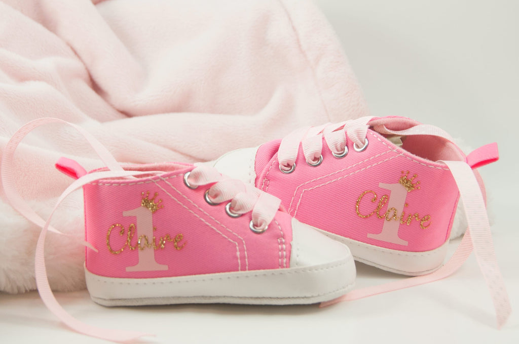 Personalized 1st Birthday Baby Girl Shoes – ONE Birthday Girl Outfit