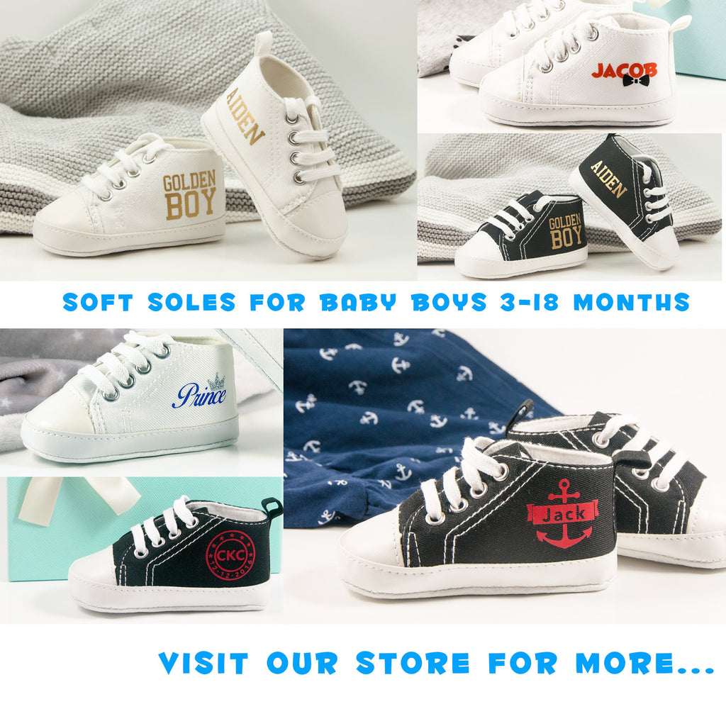 Custom Monogram Baby Shoes – Personalized High Top Sneakers for Infants in a Variety of Colors