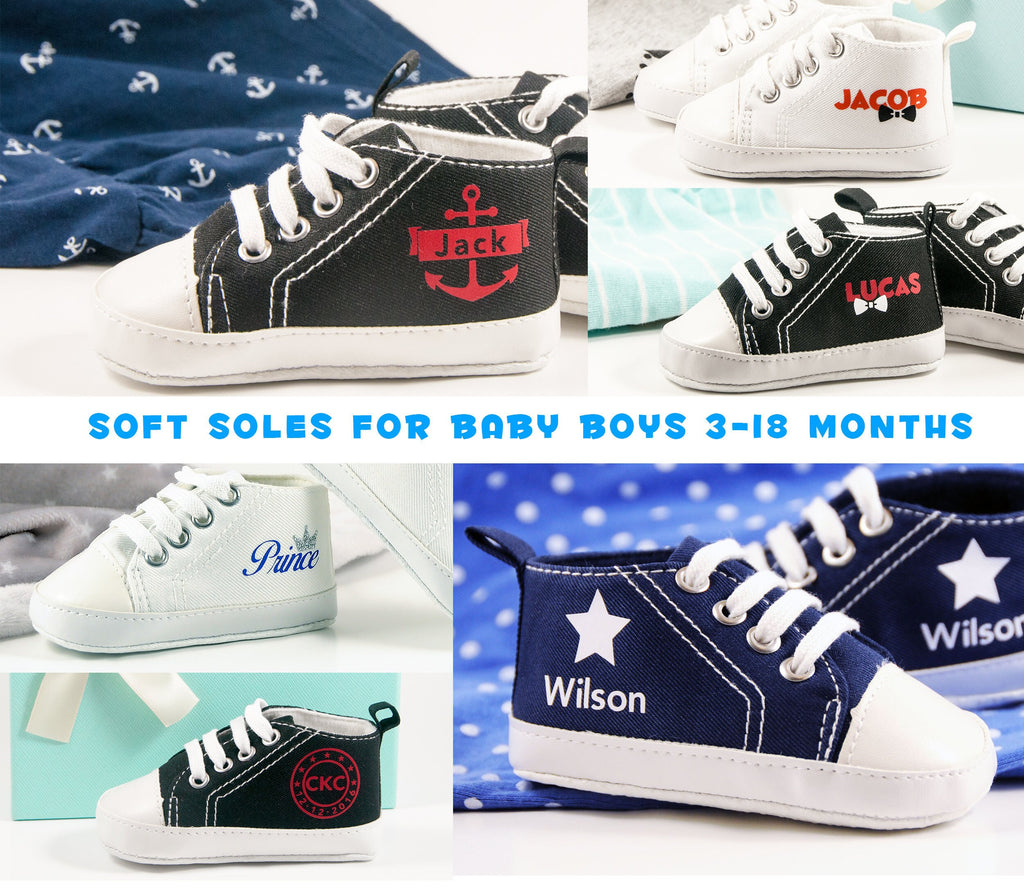 Blue High Tops, Personalized Baby Boy Shoe, Baby Boy Shoe, Infant Shoe, Soft sole, Baby Gifts, Personalized Baby Gift, Monogram Shoe