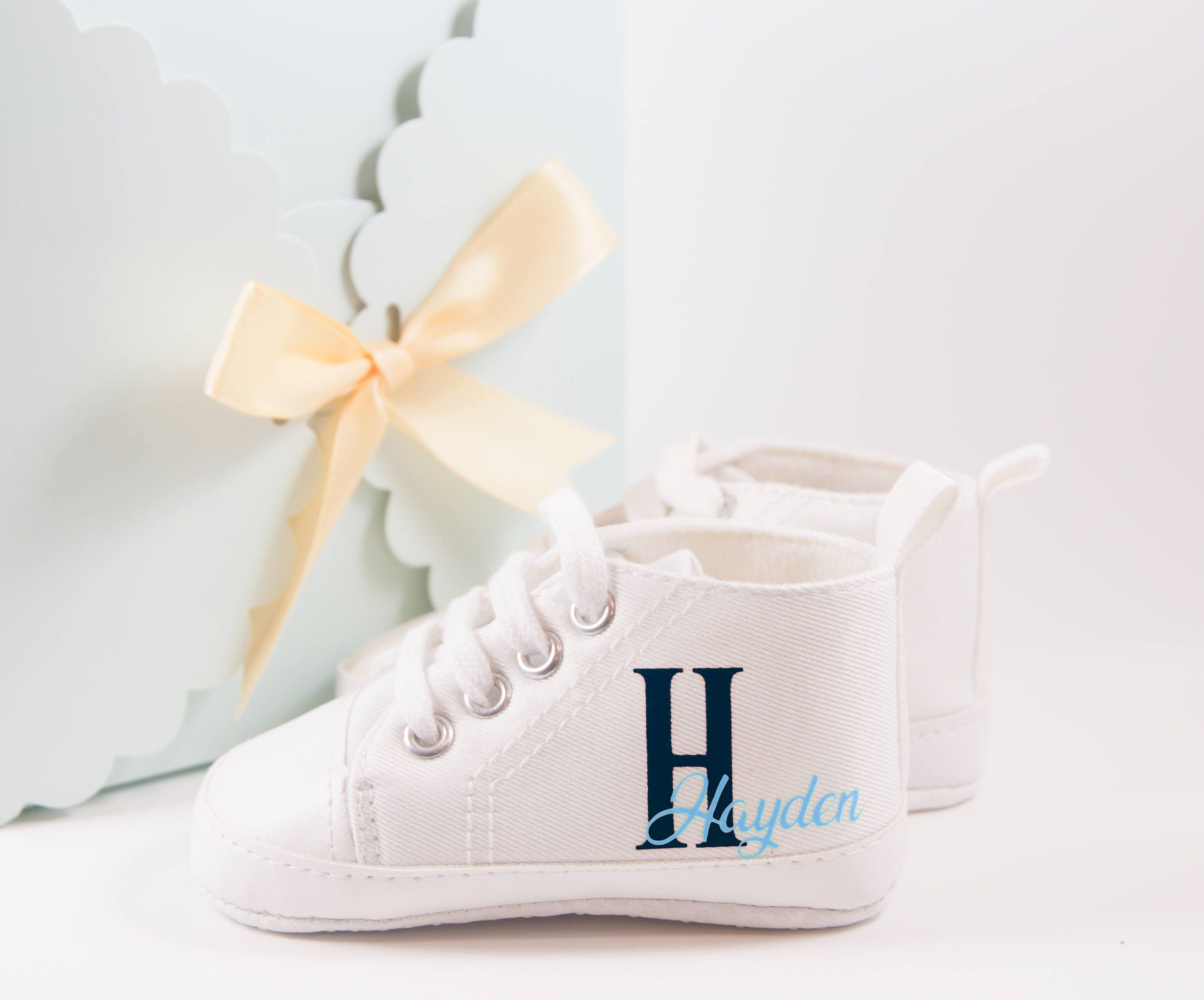 Custom Monogram Baby Shoes – Personalized High Top Sneakers for Infants in a Variety of Colors