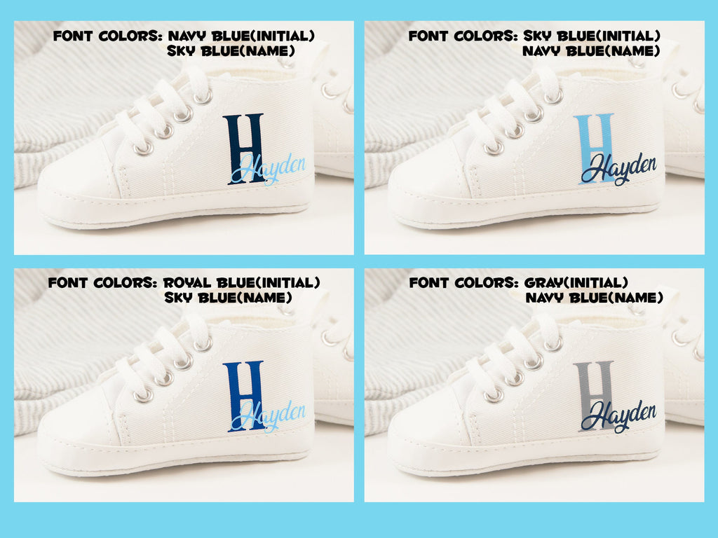 Custom Monogram Baby Shoes – Personalized High Top Sneakers for Infants in a Variety of Colors