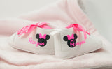 Personalized Minnie Mouse Baby Girl Shoes – Pink Sneakers for First Birthday & Baby Shower