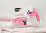 Personalized Minnie Mouse Baby Girl Shoes – Pink Sneakers for First Birthday & Baby Shower