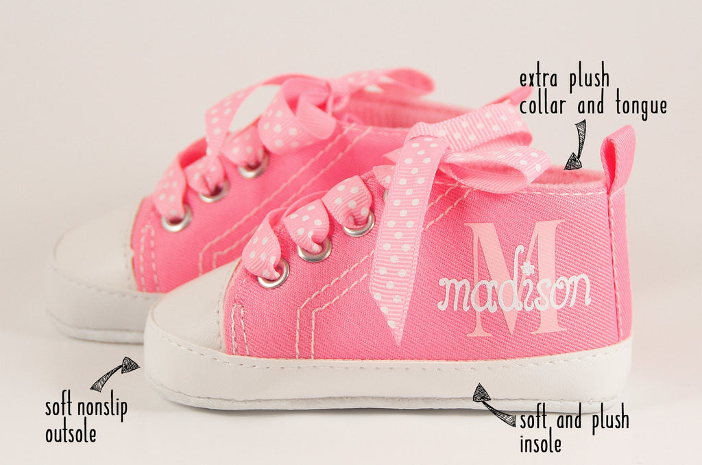 Personalized Pink High-Top Baby Girl Shoes – Monogrammed and Adorable