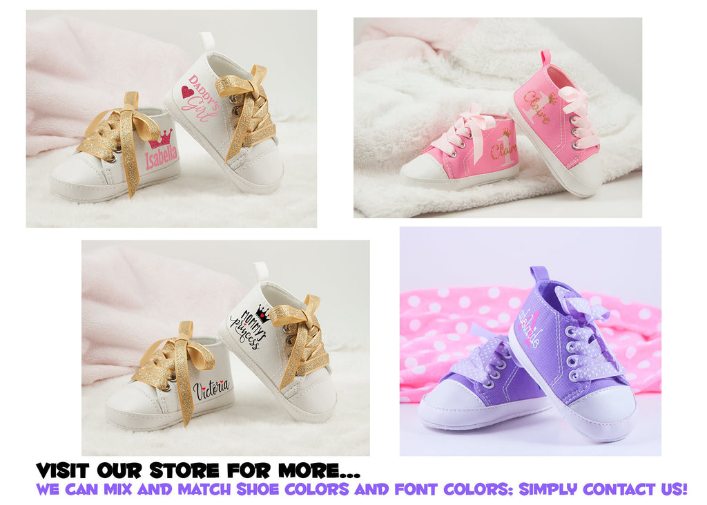 Personalized Pink Monogram Baby Girl Shoes – First Birthday Outfit & Baby Shower Gift