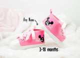 Personalized Minnie Mouse Baby Girl Shoes – Pink Sneakers for First Birthday & Baby Shower