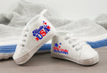 4th of July Baby Shoes – Personalized Red, White, and Blue Sneakers with Star Details