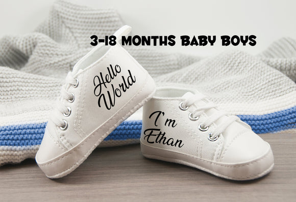 Hello World High-Top Baby Boy Shoes – Personalized Explorers Sneakers for Your Little Adventurer