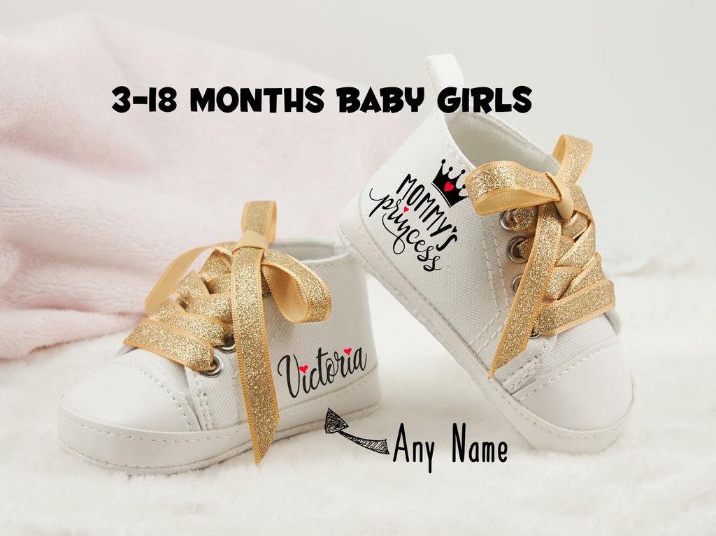 Mommy's Princess Personalized Baby Girl Shoes – First Birthday Gift, Baby Announcement, Baby Shower Gift and Keepsake