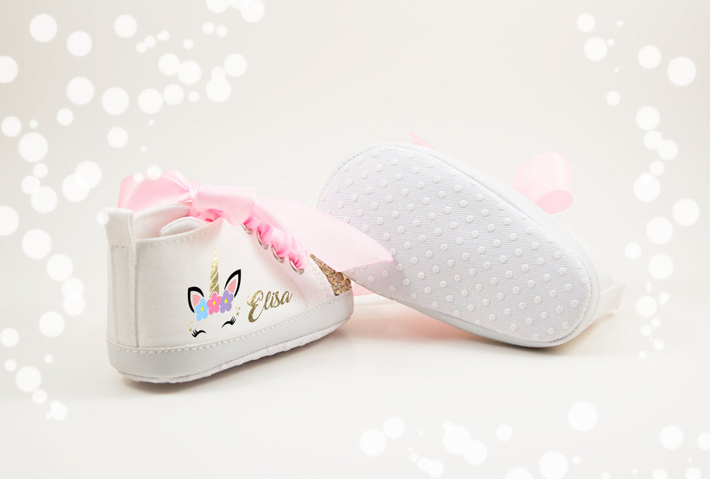 Personalized Unicorn Baby Girl Shoes- First Birthday Outfit and Baby Shower Gift