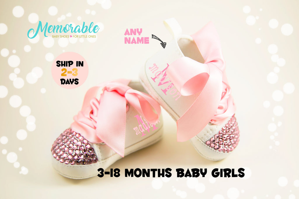 Personalized Pink Monogram Baby Girl Shoes – First Birthday Outfit & Baby Shower Gift