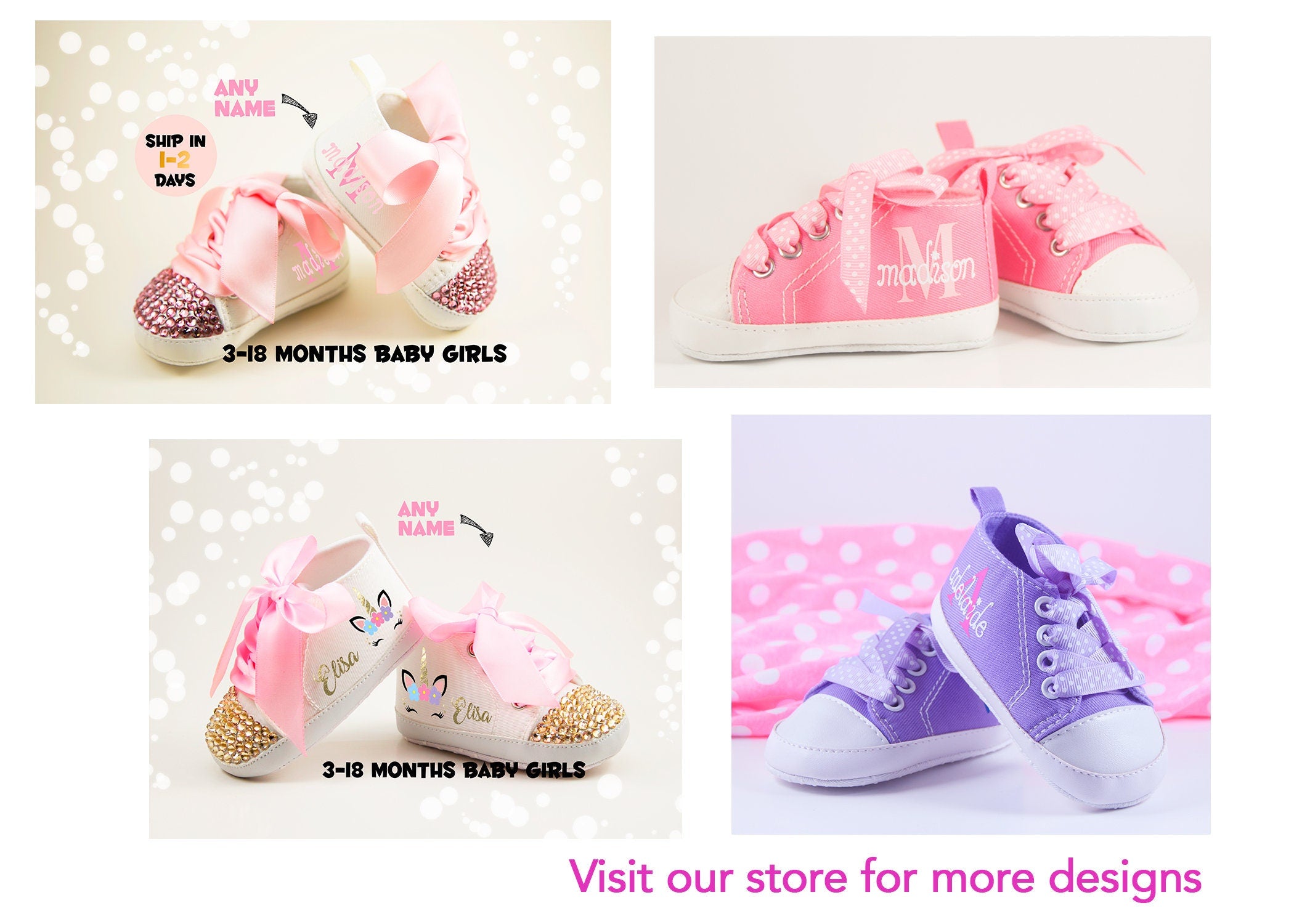 Personalized Baby Shark Baby Girl Shoes – First Birthday Outfit & Baby Shower Gift