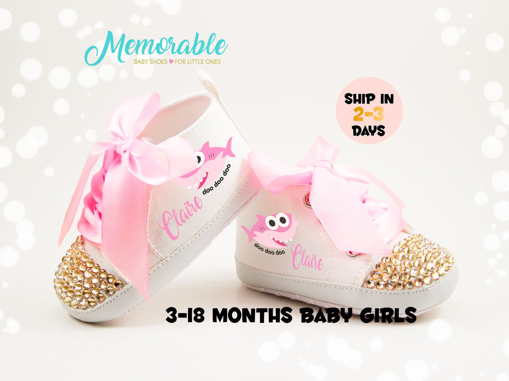Personalized Baby Shark Baby Girl Shoes – First Birthday Outfit & Baby Shower Gift