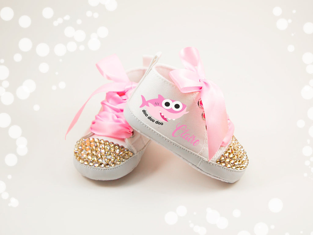 Personalized Baby Shark Baby Girl Shoes – First Birthday Outfit & Baby Shower Gift