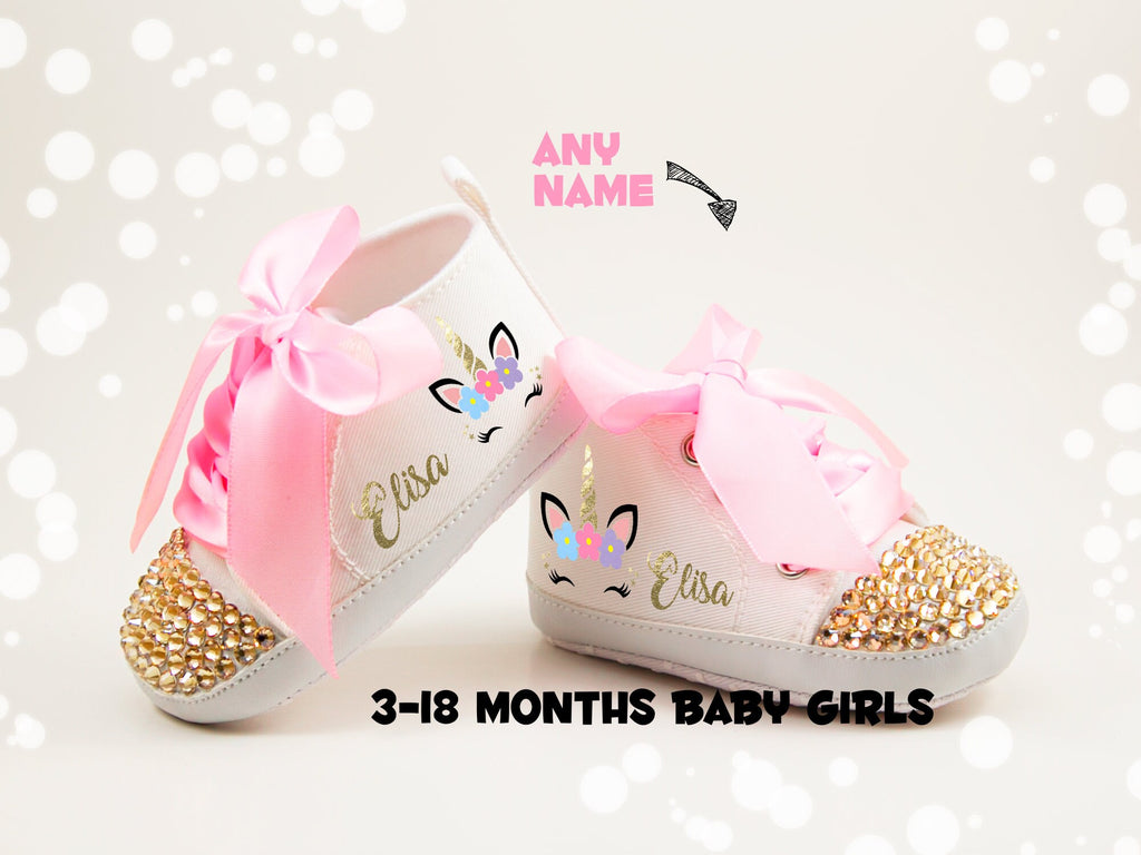 Personalized Unicorn Baby Girl Shoes- First Birthday Outfit and Baby Shower Gift