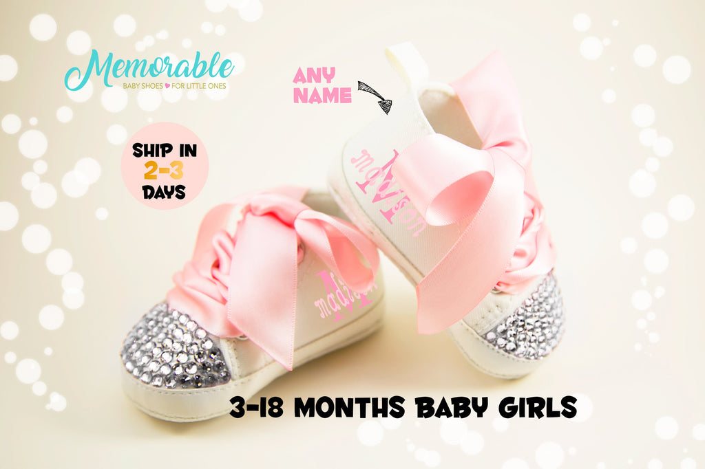 Personalized Pink Monogram Baby Girl Shoes – First Birthday Outfit & Baby Shower Gift