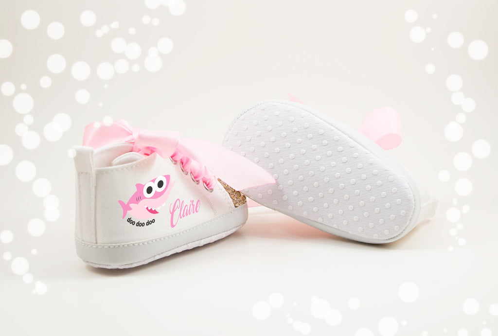 Personalized Baby Shark Baby Girl Shoes – First Birthday Outfit & Baby Shower Gift