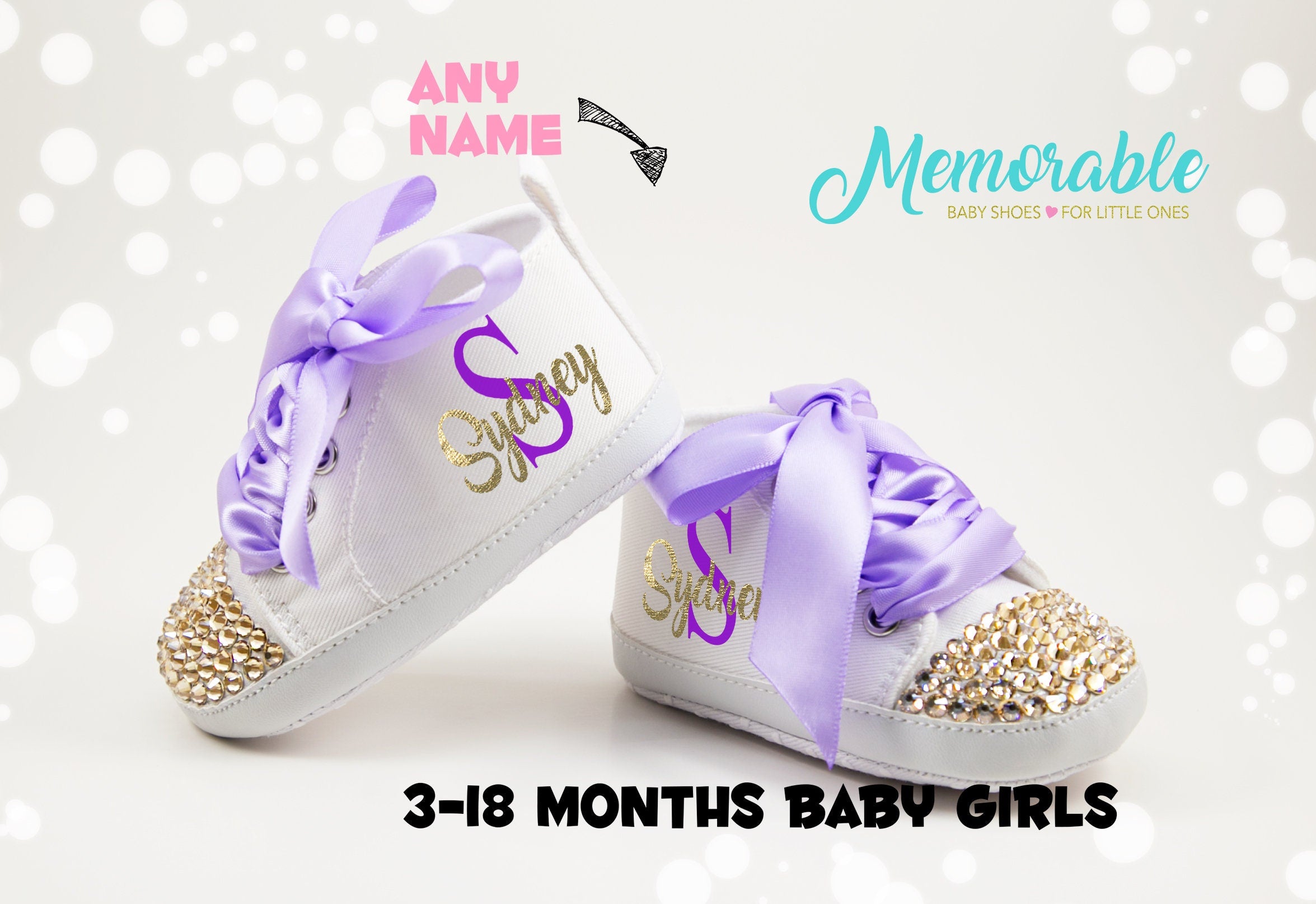 Purple First Birthday Baby Gift, Baby Shower Gift, Purple Baby Girl Shoes, Personalized Baby Gift