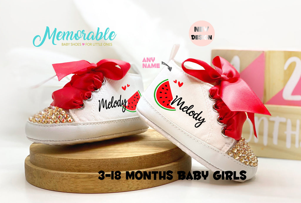 One in a Melon Personalized Baby Girl Booties – Sweet Watermelon Party Shoes for First Birthday