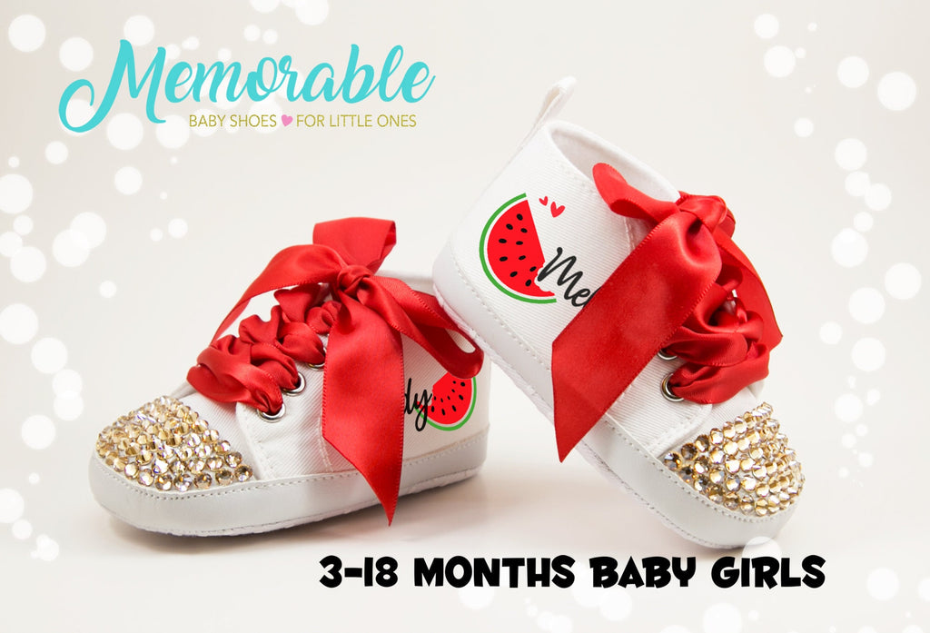 Sweet One Melon Baby Girl Shoes – Personalized Watermelon First Birthday Outfit & Baby Shower Gift
