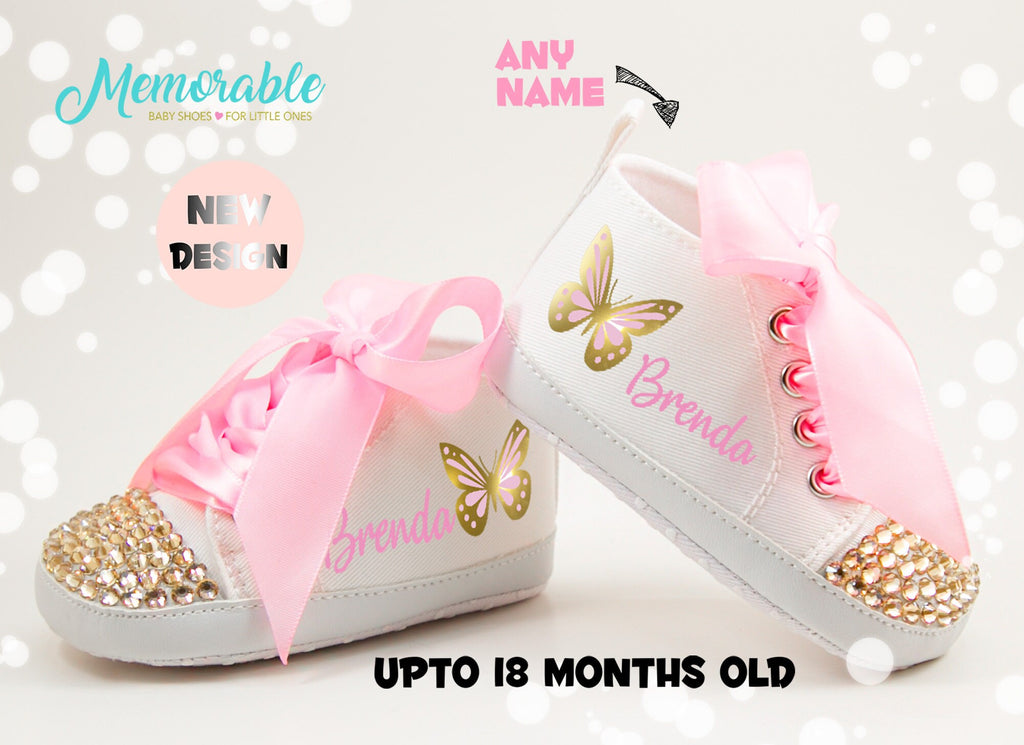 Personalized Butterfly Baby Girl Shoes – Baby Shower Gift & First Birthday Outfit