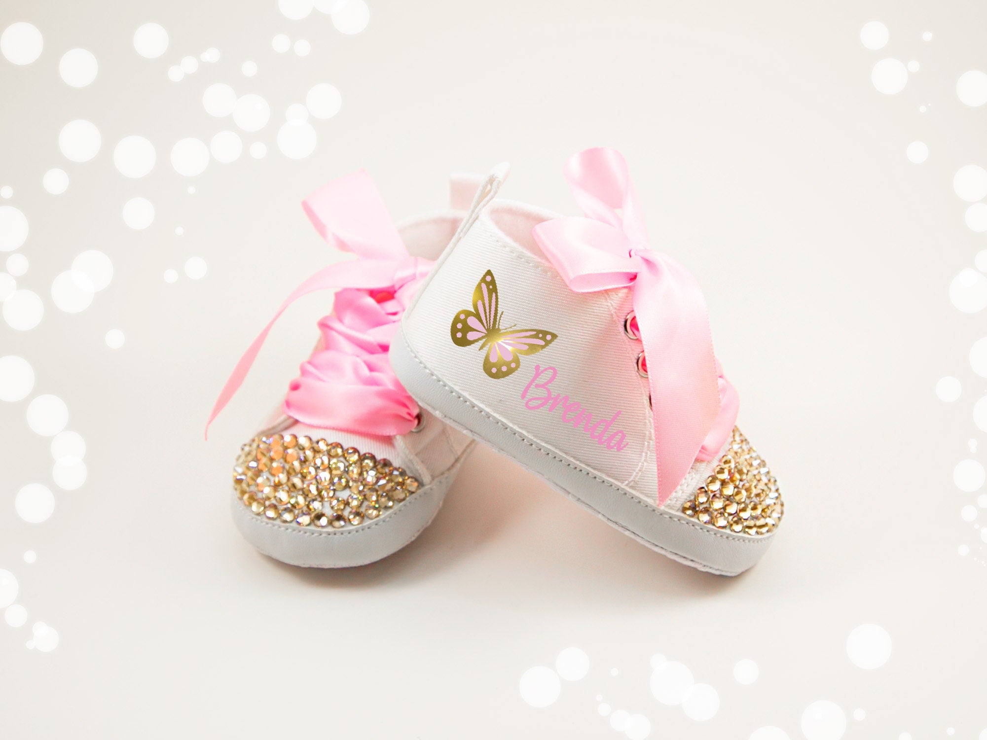 Butterfly Baby Shoes, Baby High Top Sneakers, Personalized Name, Other Colors Are Available
