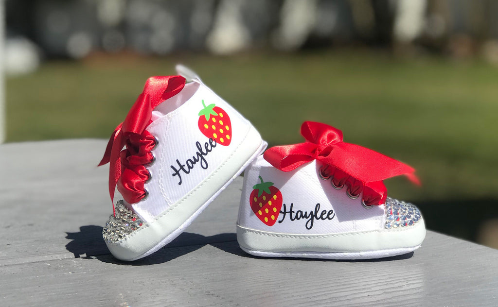 Berry First Birthday Baby Shoes, Strawberry Birthday Shoes, Strawberry 1st Birthday Outfit,  Sweet Birthday, 1st Birthday Party
