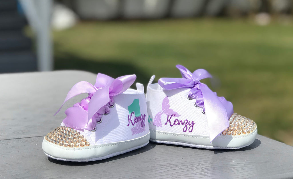 Mermaid Baby Shoes, Mermaid First Birthday Outfit, Mermaid 1st Birthday Shoes, Baby Shower,Under the Sea,Mermaid personalized Birthday Shoes