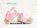 Personalized Pink and Gold Princess Crown Baby Girl Shoes – Elegant Tiara Design perfect for baby showers, photo shoots, and 1st birthday