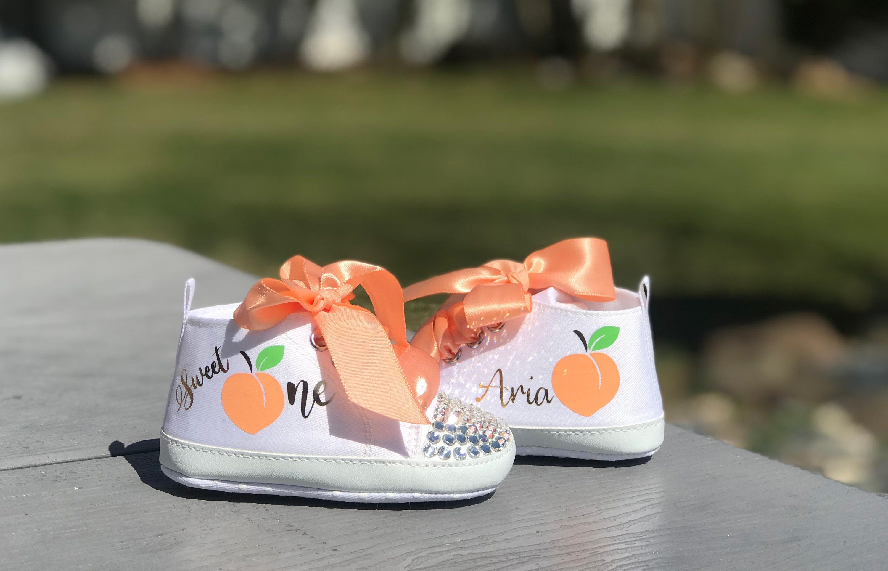 One Sweet Peach First Birthday Shoes – Adorable Peach Themed Baby Girl High Top Booties