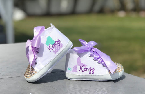 Mermaid First Birthday Baby Shoes – Personalized Under the Sea Birthday Girl Outfit