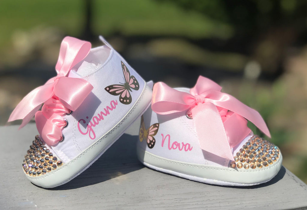 Personalized Butterfly Baby Girl Shoes – Baby Shower Gift & First Birthday Outfit