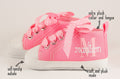 monogram pink baby shoes